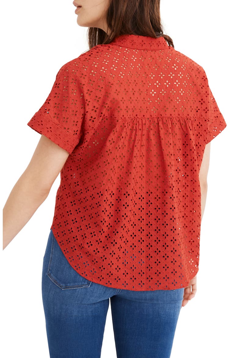 Eyelet Hilltop Shirt, Alternate, color, BRIGHT EMBER