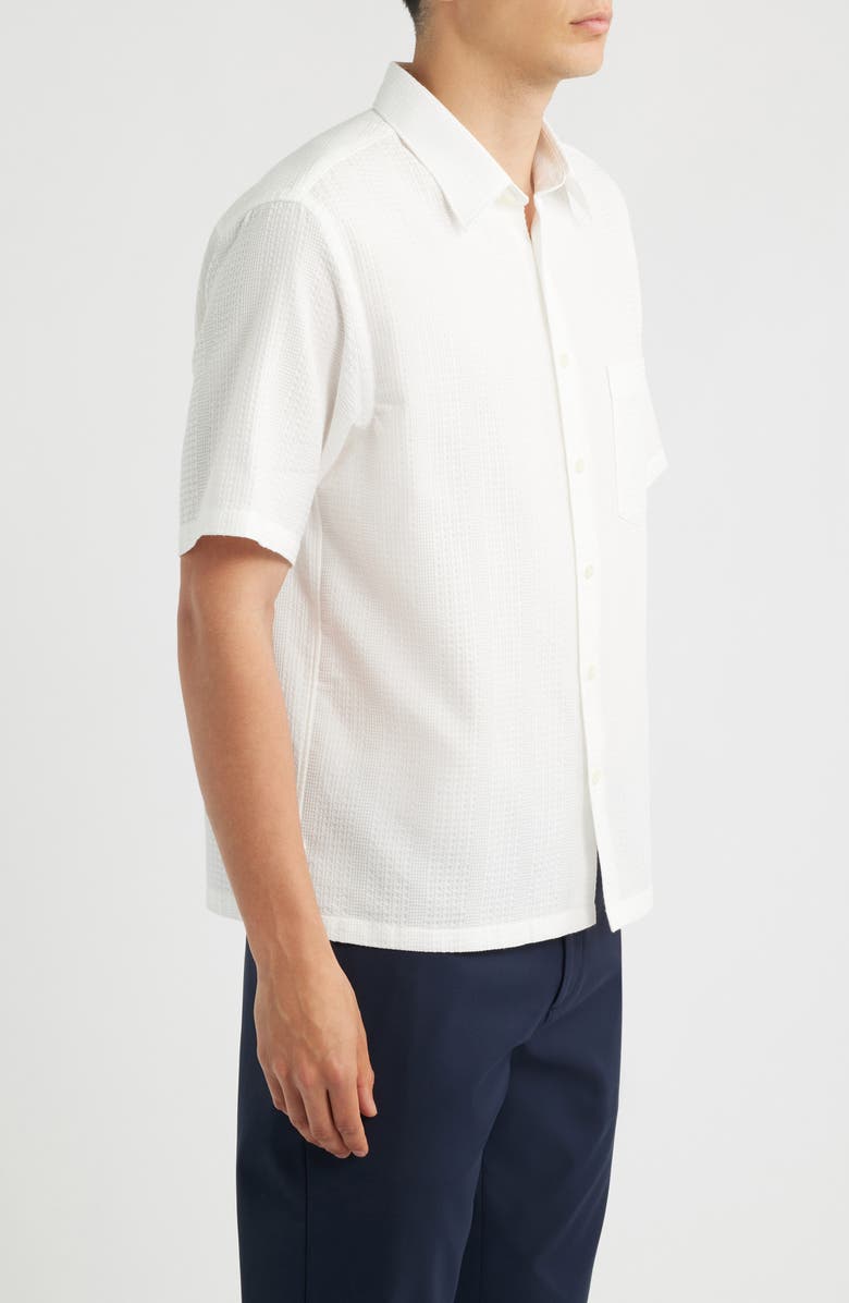 Theory Weekend Short Sleeve Thermal Button-Up Shirt, Alternate, color, White - 100
