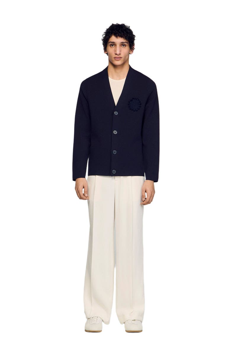 SANDRO Flower crochet cardigan, Alternate, color, Navy Blue