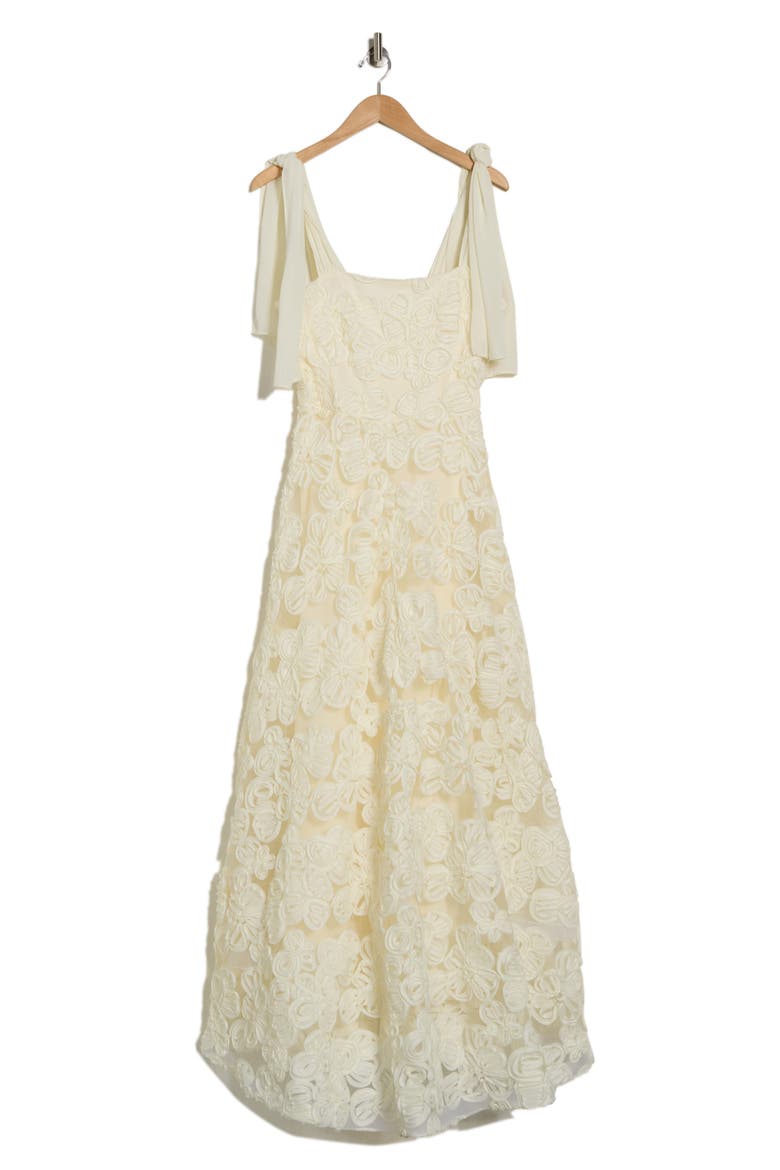 Sherry Soutache Flower A-Line Gown, Alternate, color, IVORY