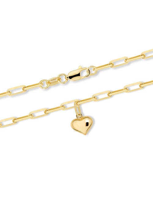 Devata Sweet Heart Charm With Paperclip Chain Bracelet In Gold
