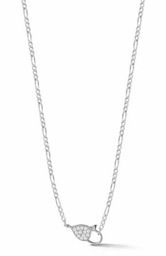 Pavé Cubic Zirconia Clasp Pendant Necklace