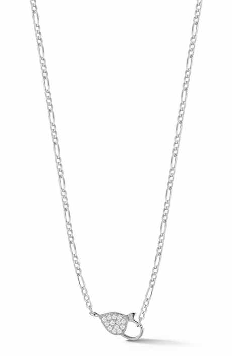 Pavé Cubic Zirconia Clasp Pendant Necklace
