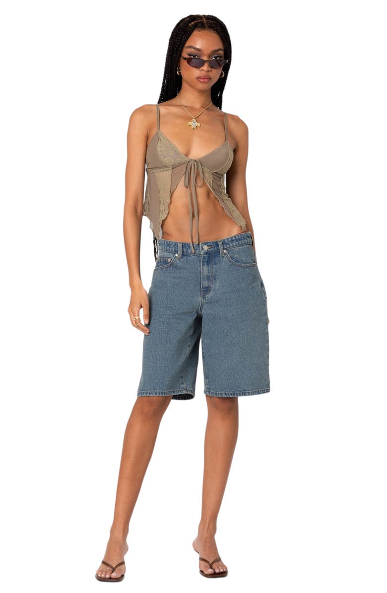 EDIKTED Patchwork Lace Camisole, Alternate, color, Olive