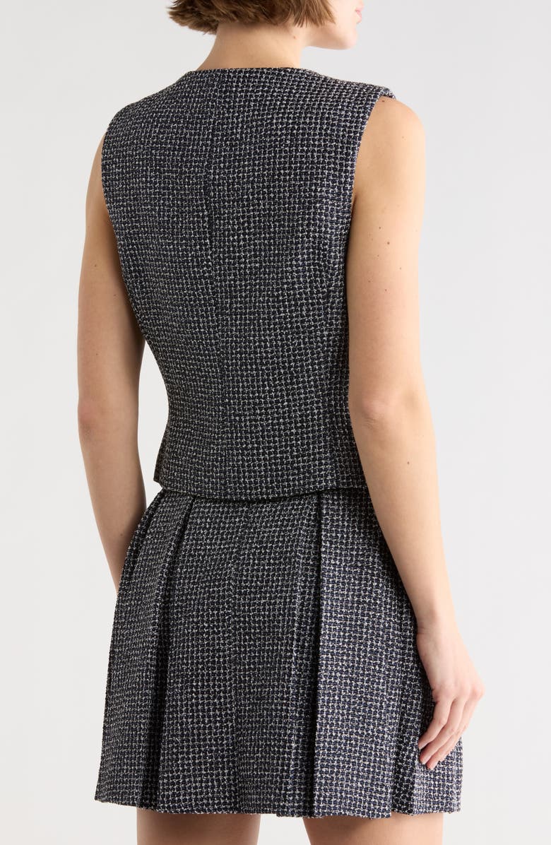DKNY Tweed Crop Vest, Alternate, color, Navy Combo