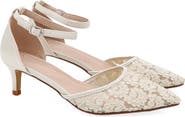 Kailee P Claudia Crochet Lace Wedding Kitten Heel