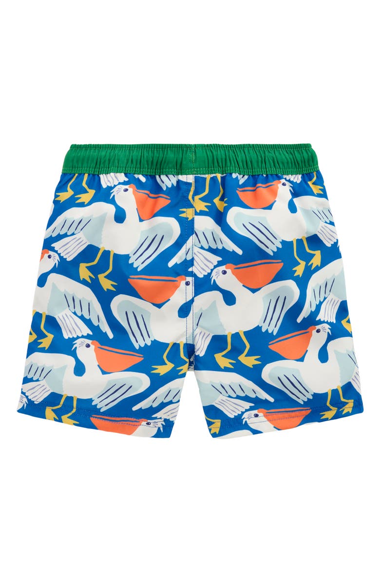 Mini Boden Kids' Print Swim Trunks, Alternate, color, Pelicans
