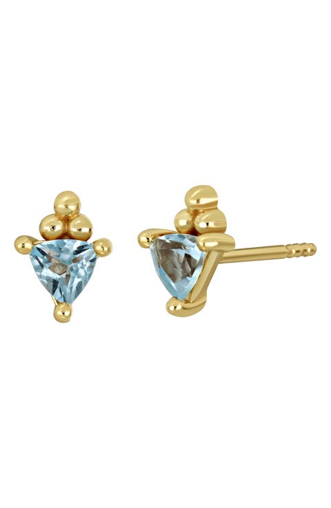 14K Gold BLC Semiprecious Stone Stud Earrings