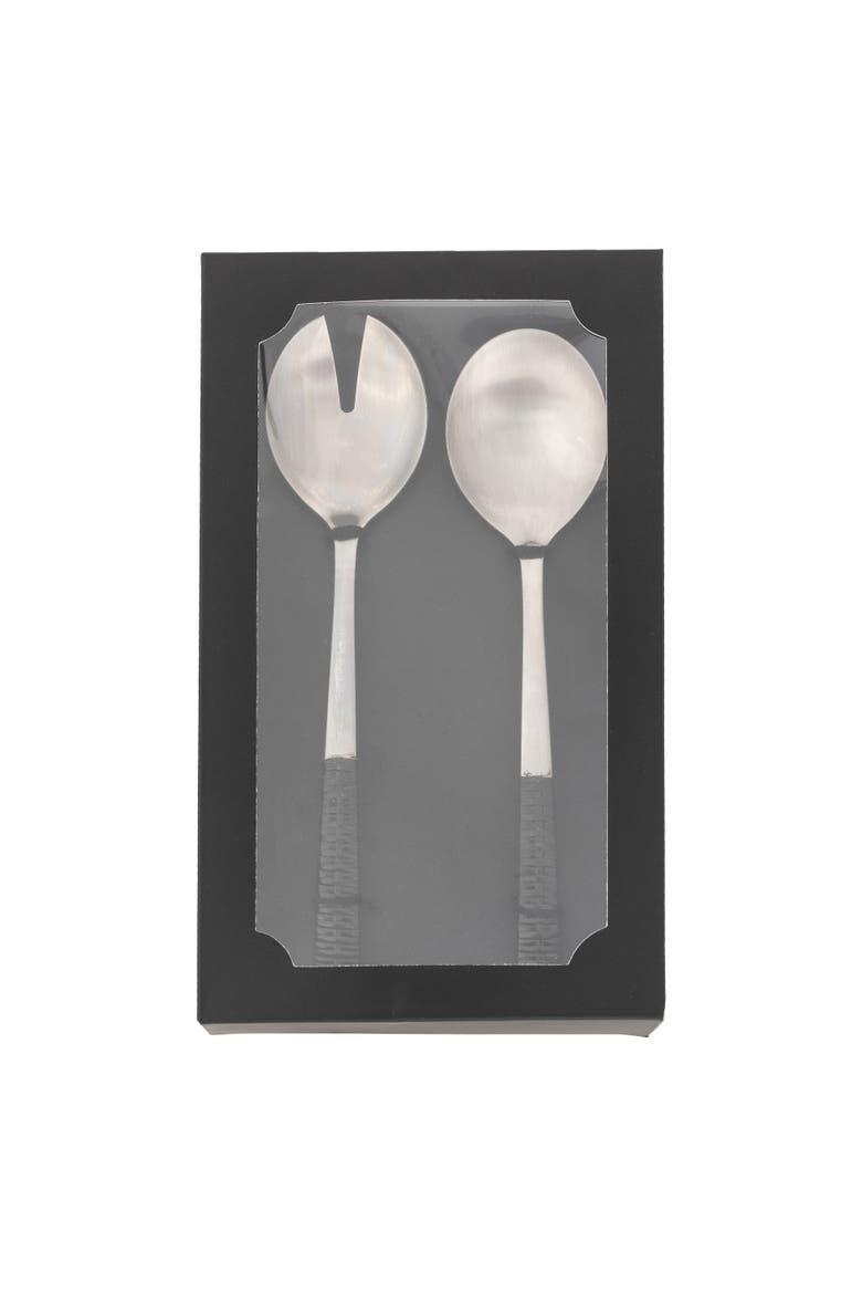Artifacts Rattan Stainless-Steel Serving Pieces (Set of 2) - With Gift Box, Alternate, color, Tudor Black