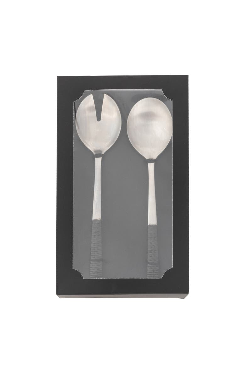 Artifacts Trading Company<sup>™</sup> Artifacts Rattan Stainless-Steel Serving Pieces (Set of 2) - With Gift Box, Alternate, color, Tudor Black