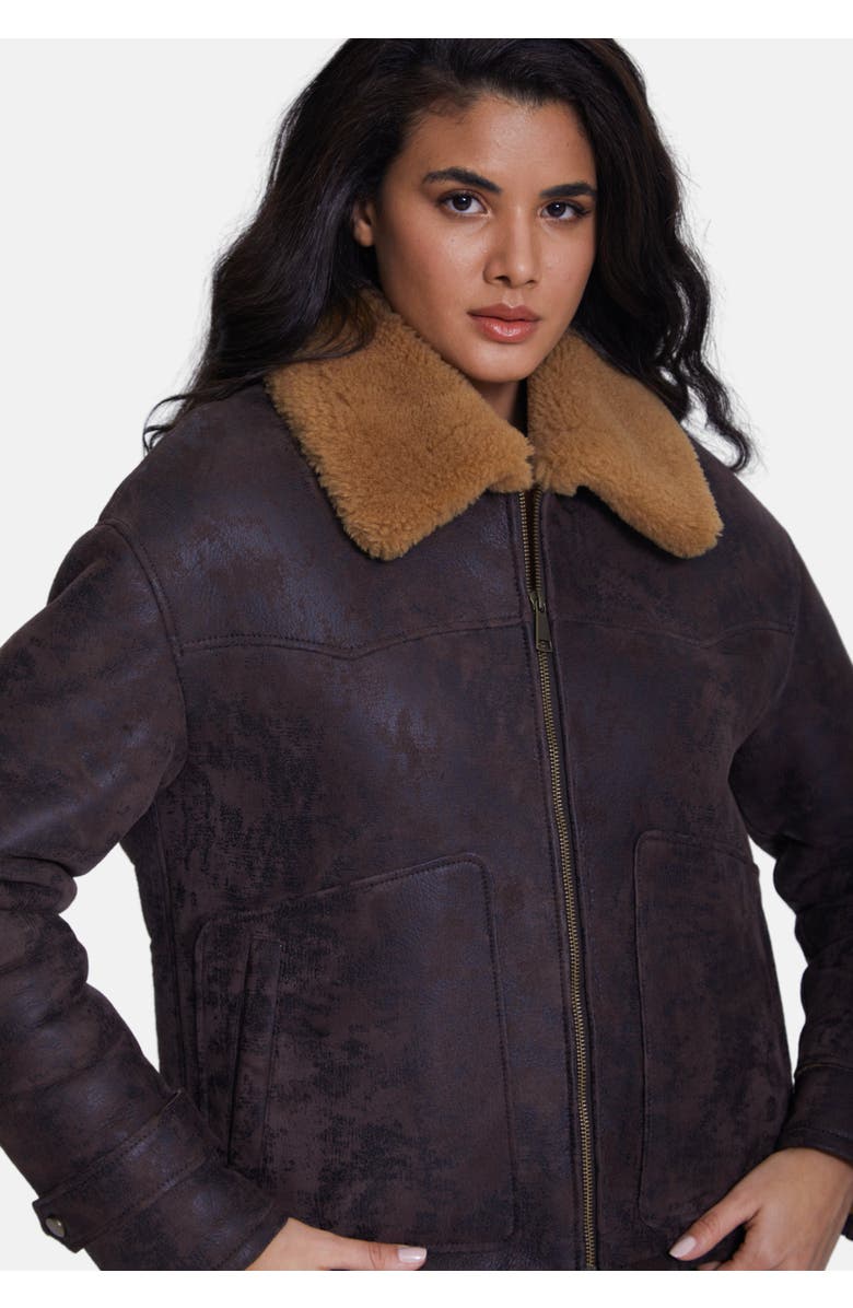 Furniq UK Eleanor Sheepskin Jacket, Alternate, color, Brown