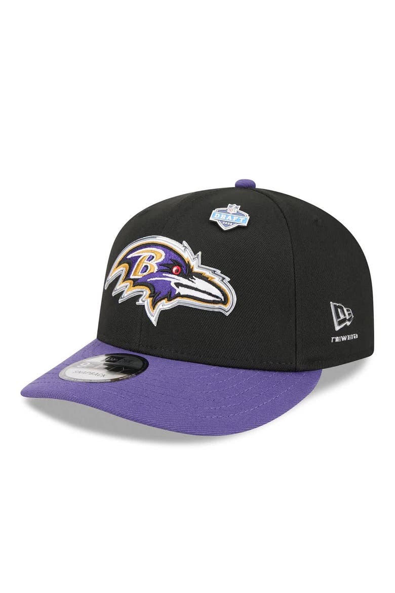 Men's New Era  Black/Purple Baltimore Ravens 2026 NFL Draft On Stage Pre-Curved 9FIFTY Snapback Hat, Main, color, Black