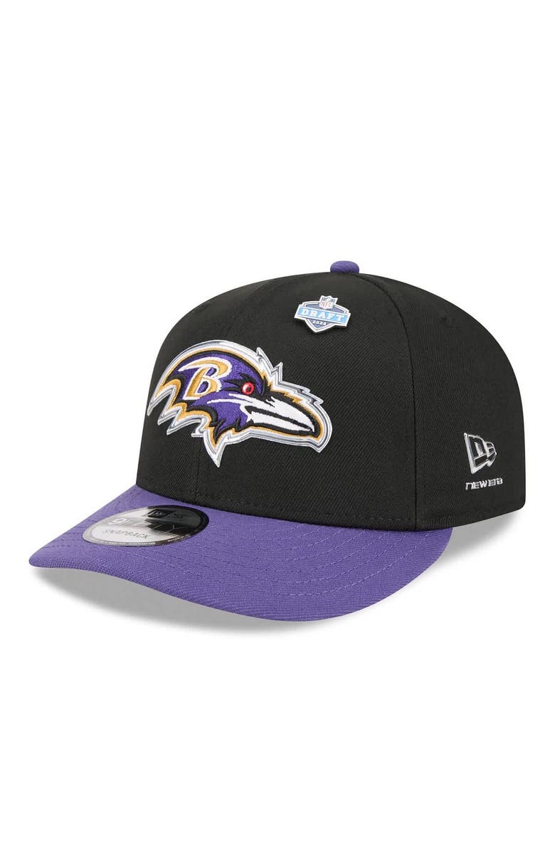 New Era Men's New Era Black/Purple Baltimore Ravens 2026 NFL Draft On Stage Pre-Curved 9FIFTY Snapback Hat, Main, color, Black