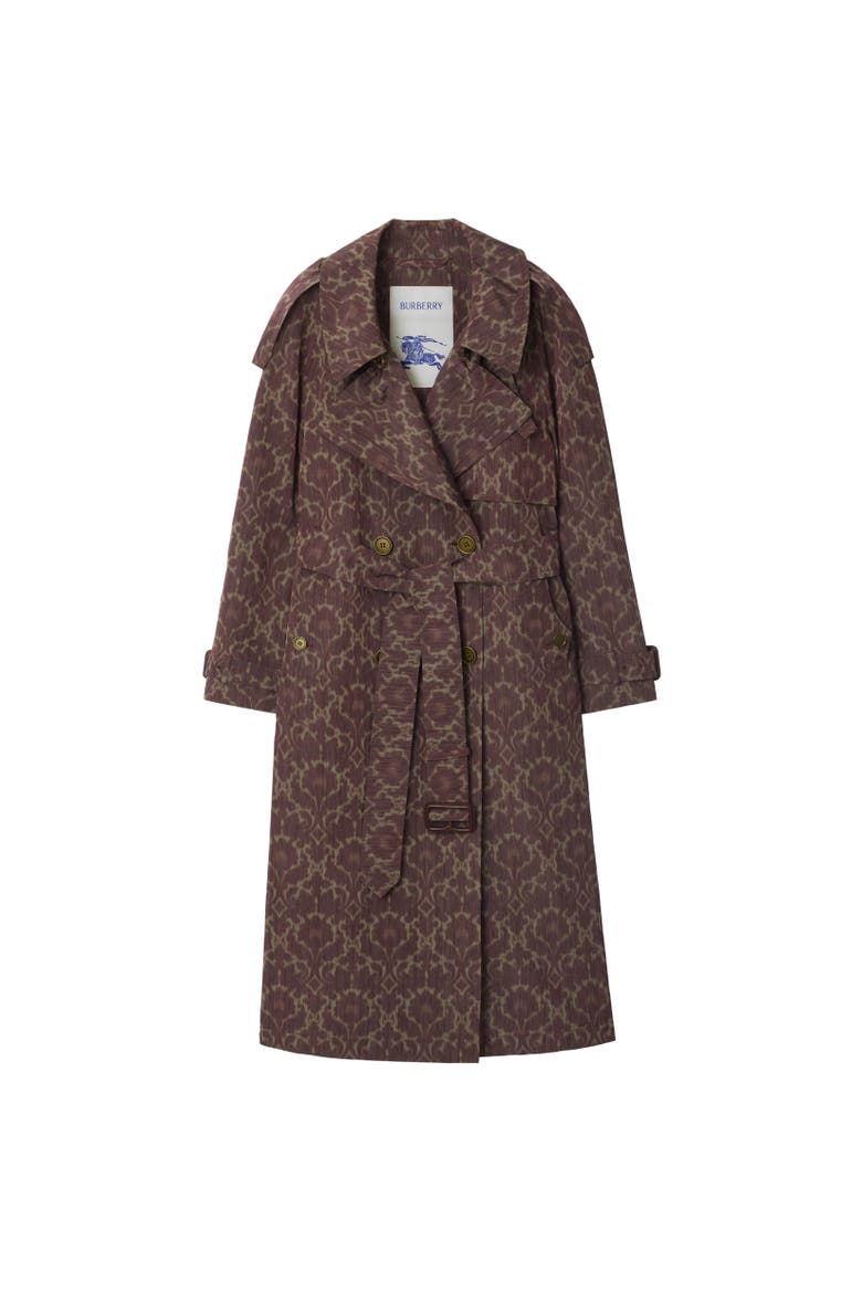 Long Baroque Viscose Blend Fitzrovia Trench Coat, Alternate, color, Duchess red