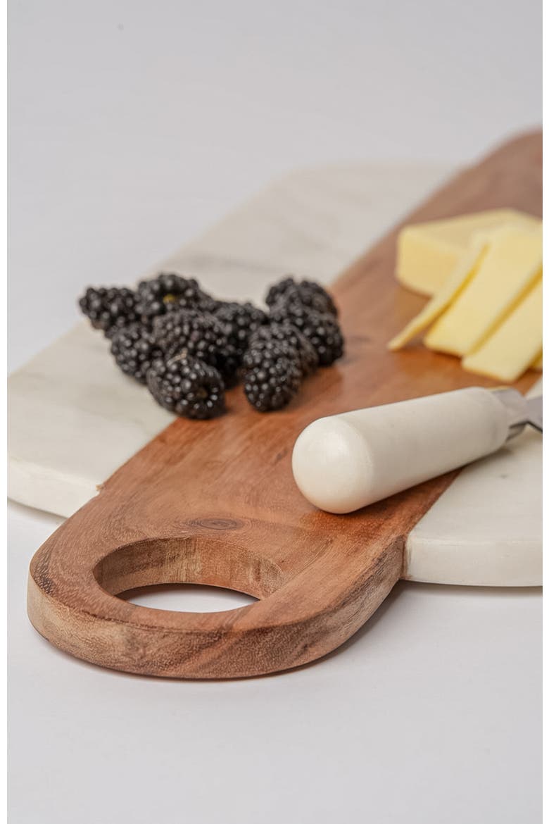 Marble Serving Board with Hole Handles, Alternate, color, Brown