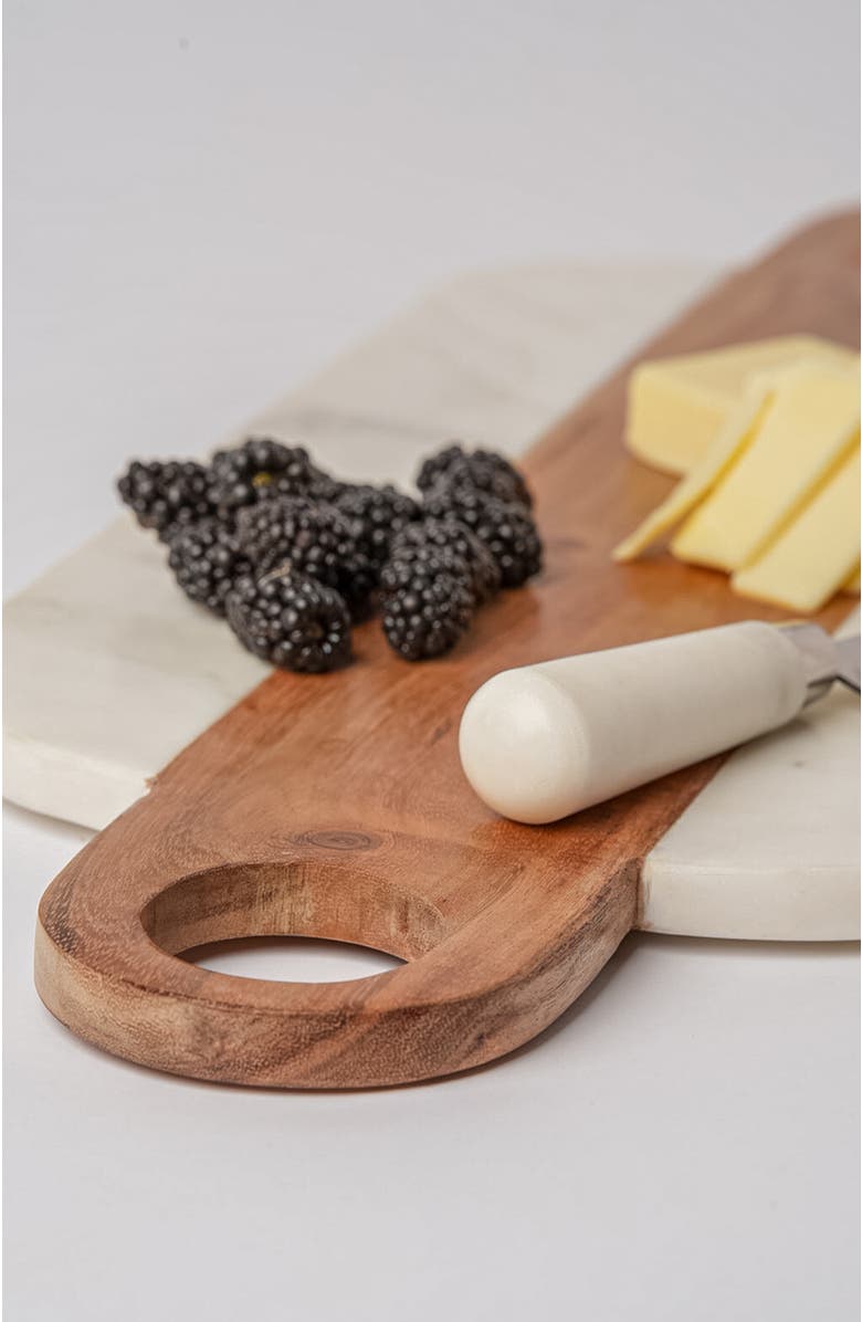 Verve Culture Marble Serving Board with Hole Handles, Alternate, color, Brown