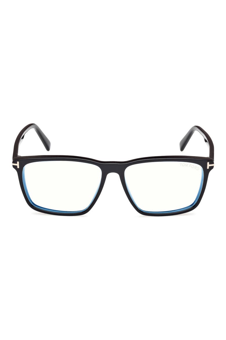 56mm Square Blue Light Blocking Glasses, Main, color, BLACK ECO / T LOGO