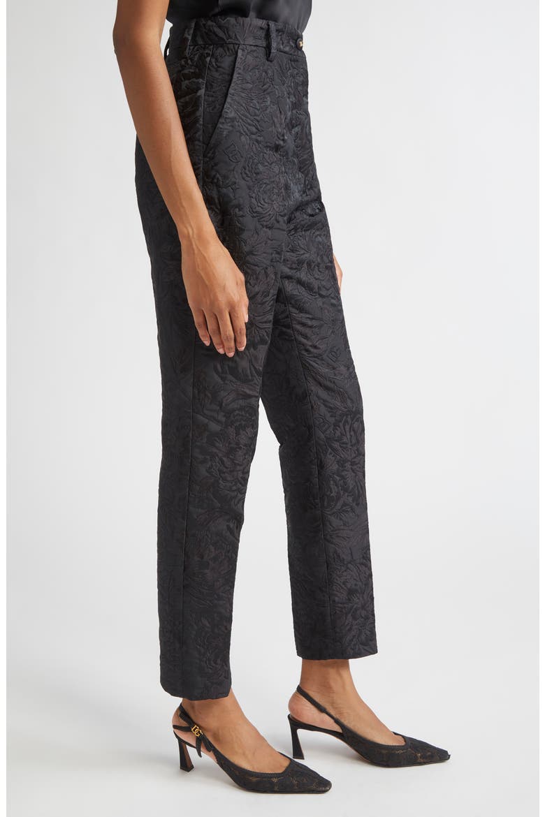 Floral Brocade Cigarette Pants, Alternate, color, N0000 NERO