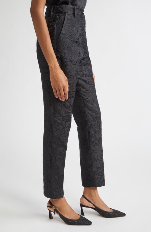 Dolce & Gabbana Floral-jacquard Tailored Trousers In Black