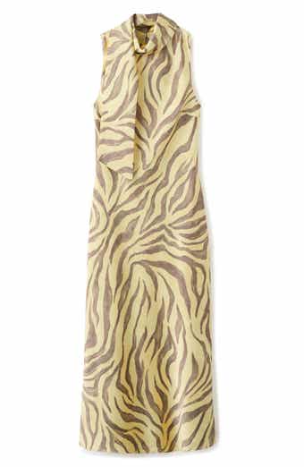 Scarf Detail Zebra Stripe Dress