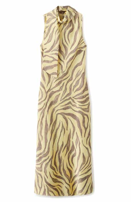 Scarf Detail Zebra Stripe Dress