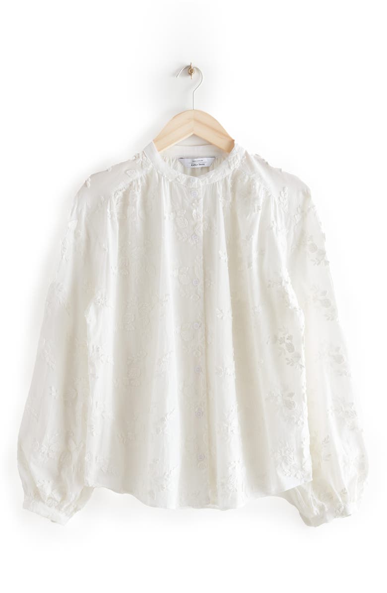 & Other Stories Floral Appliqué Blouse, Alternate, color, White Embroidered