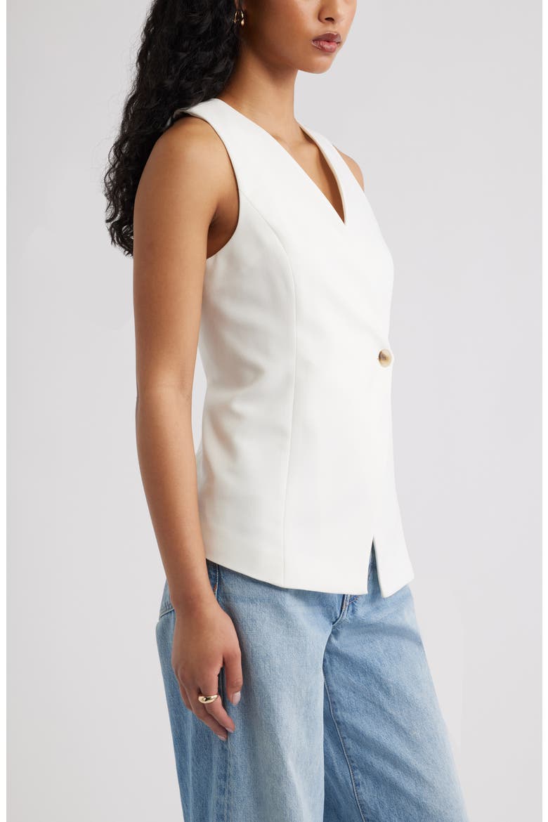 Icon Twill Asymmetric Button Vest, Alternate, color, IVORY