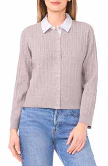 Halogen® Stripe Collar Twofer Cardigan