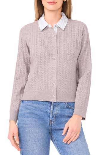 Halogen® Stripe Collar Twofer Cardigan