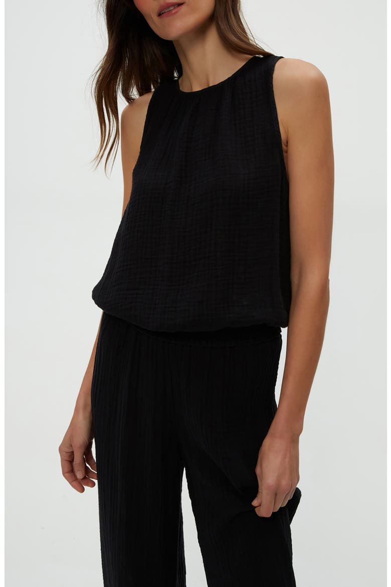 Janelle Tie Neck Tank, Main, color, BLACK