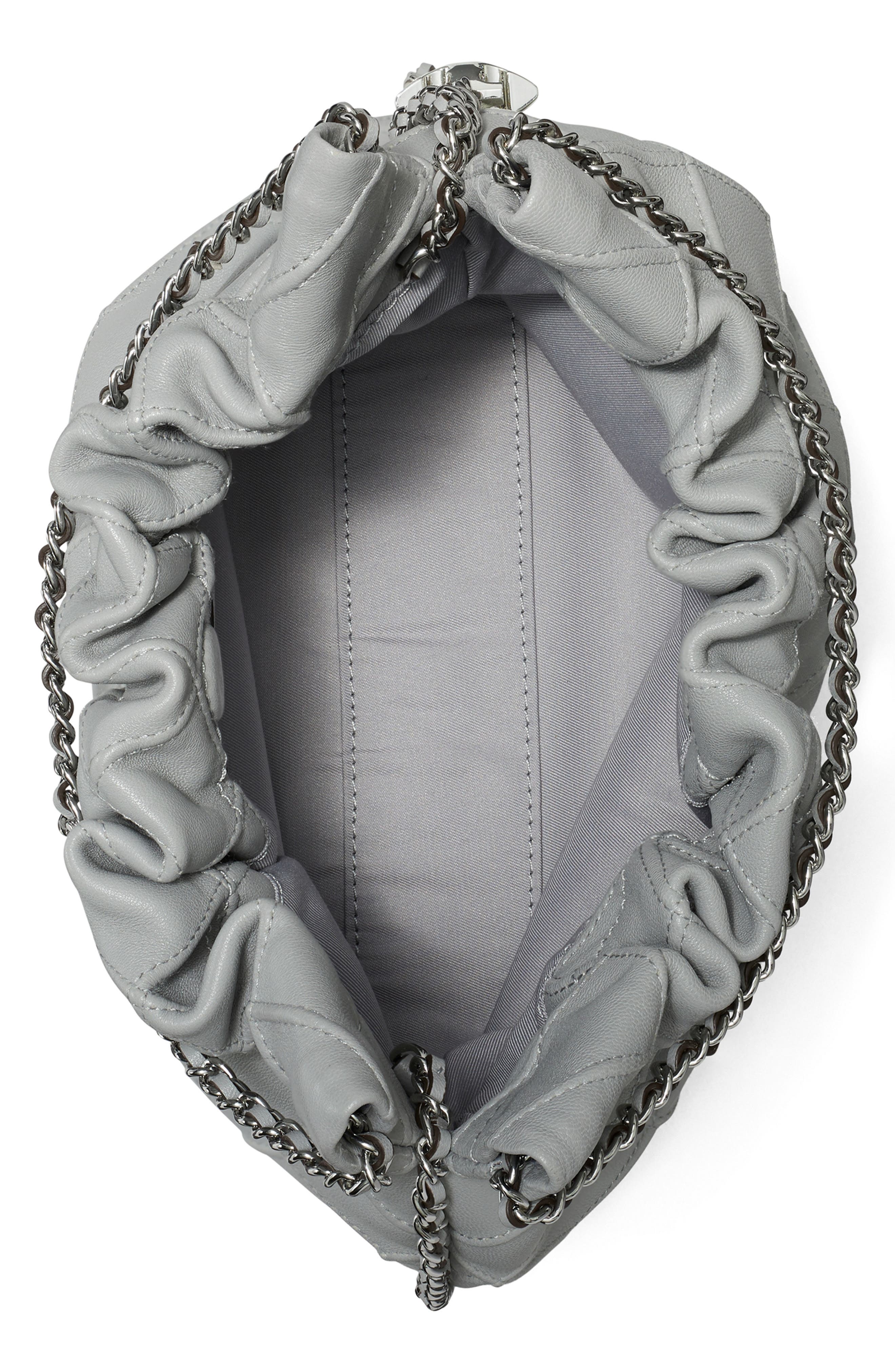 Mini Fleming Quilted Leather Hobo Bag, Alternate, color, GRAY