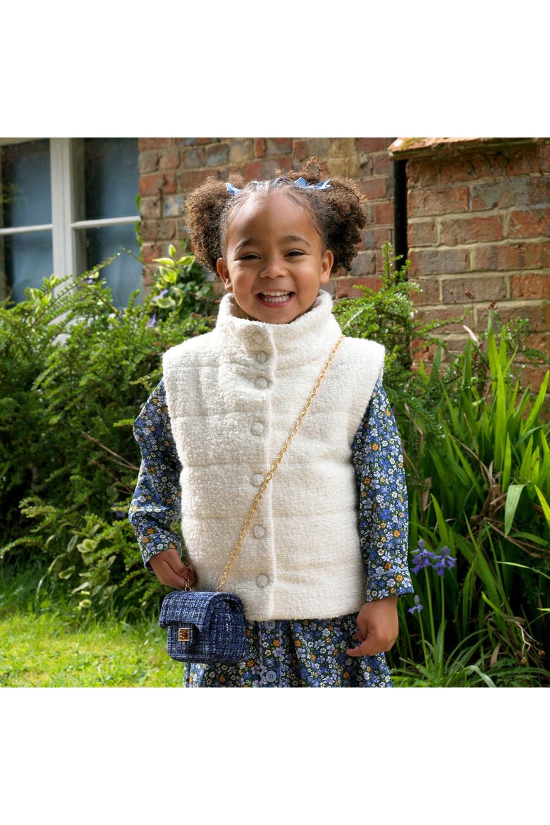 Tweed Padded Vest, Alternate, color, White