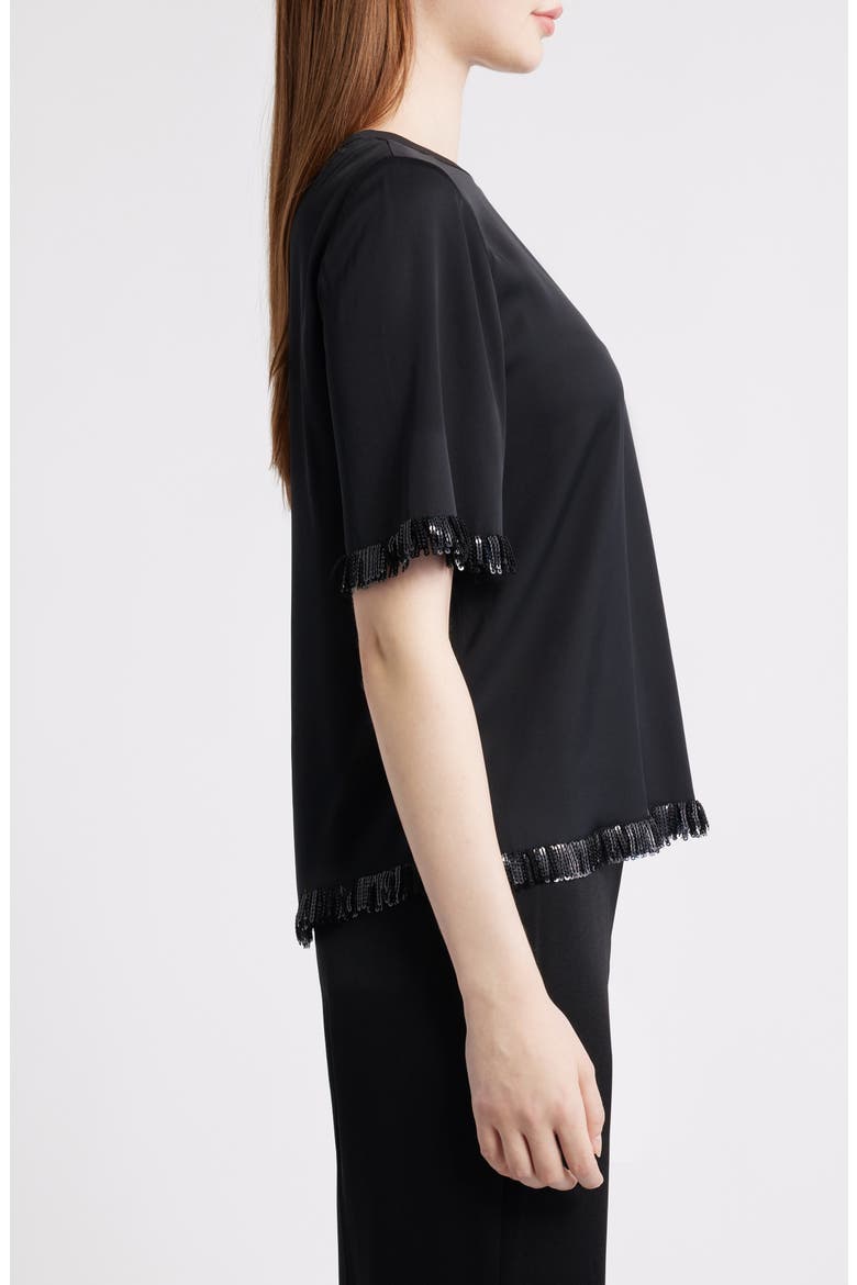 Leo Sequin Stretch Silk Top, Alternate, color, BLACK