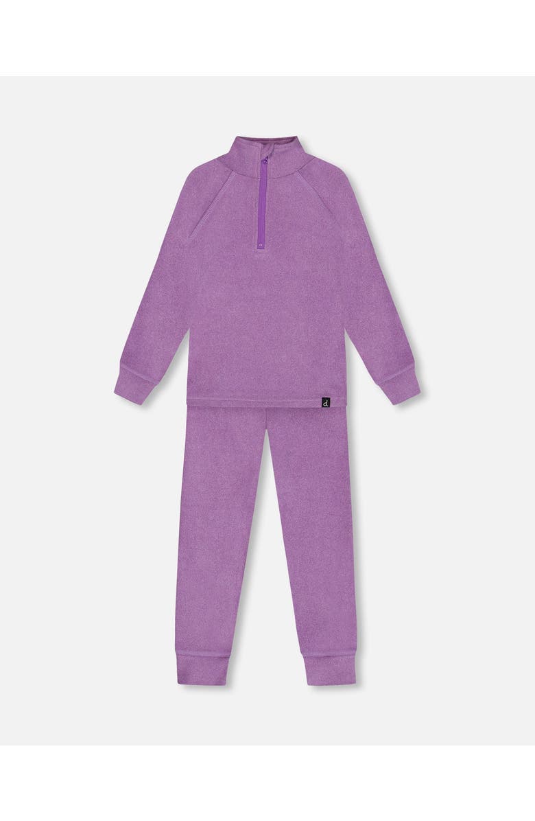 Deux par Deux Girl's Two Piece Thermal Underwear Set Purple, Main, color, 