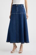 KOBI HALPERIN Ysabelle Raw Release Hem Denim Skirt
