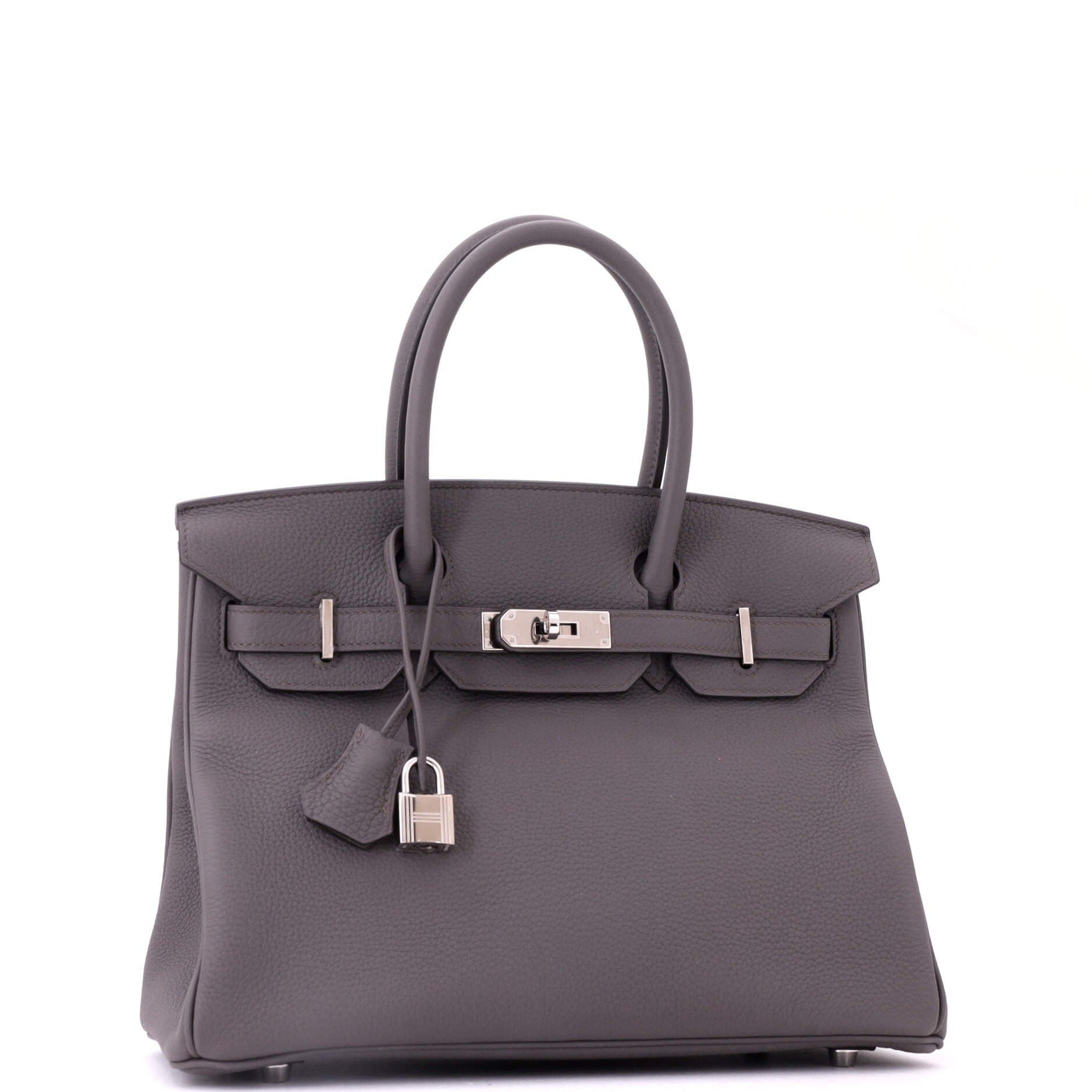 Pre-Owned Hermes Birkin Handbag Grey Togo with Palladium Hardware 30, Alternate, color, Etain