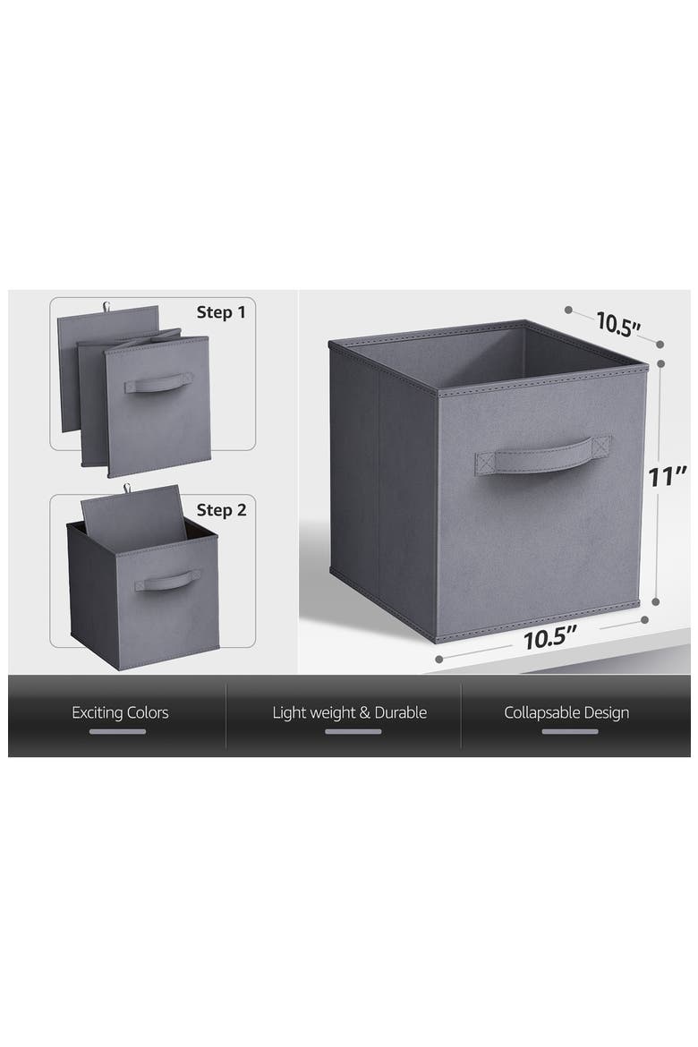 8-Pack Foldable Storage Cube Bins, Alternate, color, GRAY