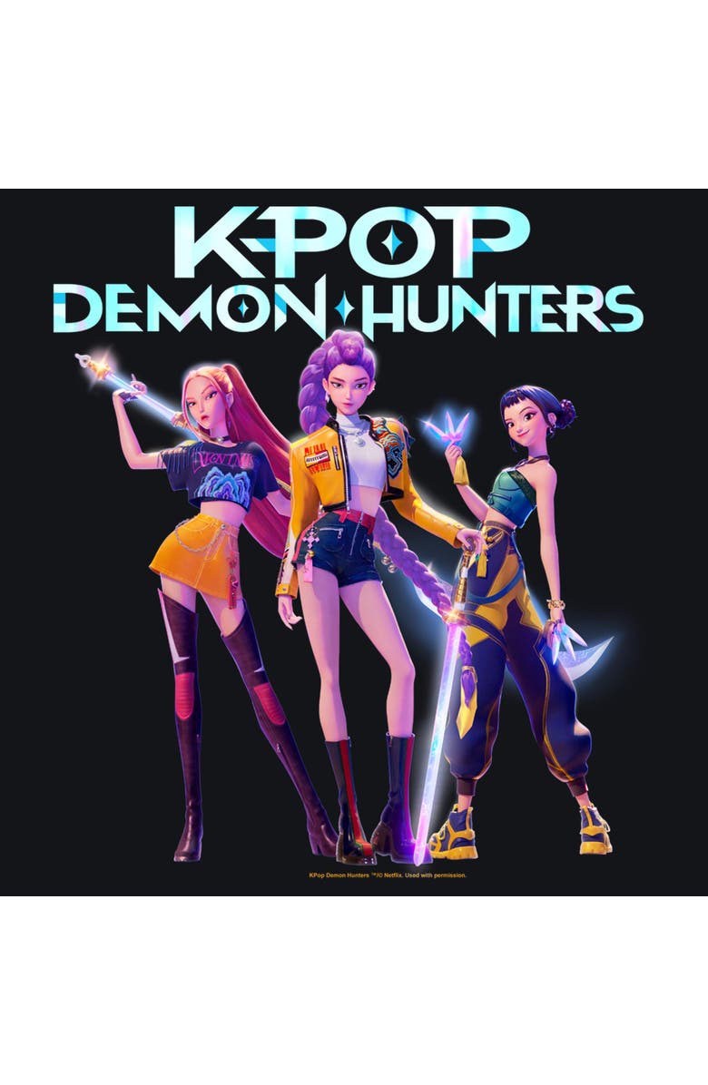 KPop Demon Hunters Men's KPop Demon Hunters Girls Group Shot  Graphic T-Shirt, Alternate, color, Black