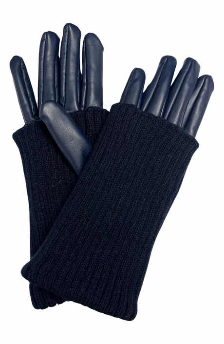 MARCUS ADLER Faux Leather & Knit Gloves