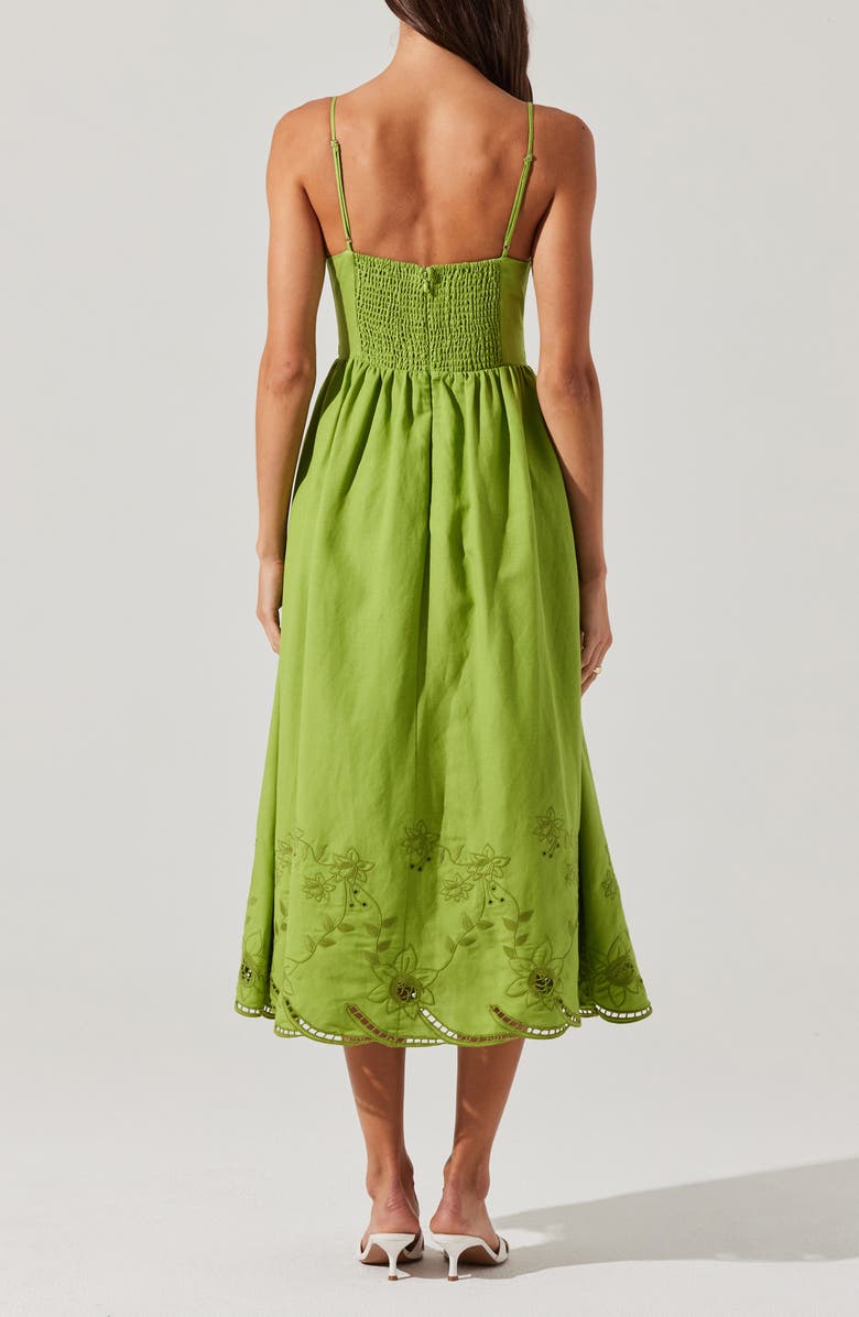 ASTR the Label Kaidi Ramie Blend Midi Sundress, Alternate, color, Green