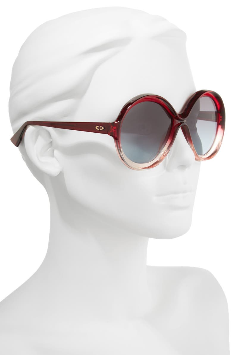 DIOR Bianca 58mm Round Sunglasses, Alternate, color, Burgundy/ Pink