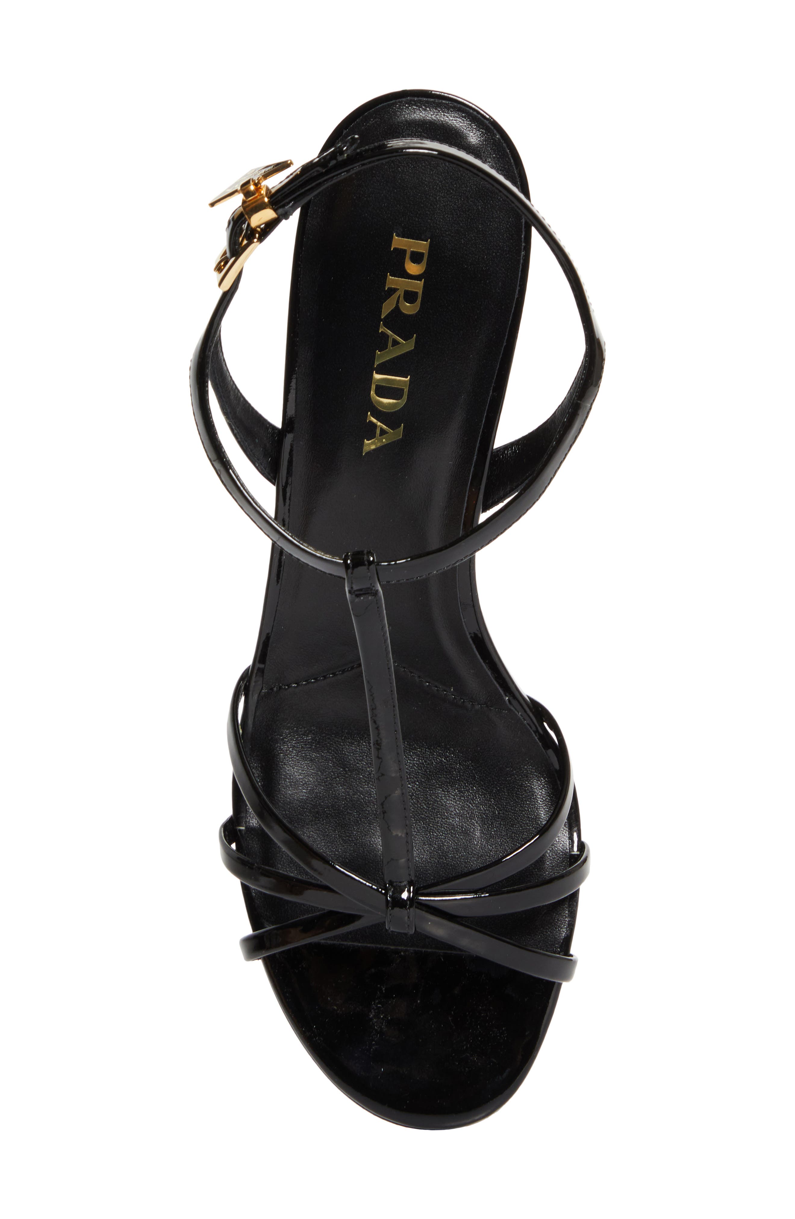 Prada Cage Wedge Sandal, Alternate, color, Black