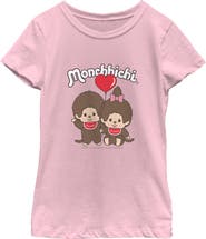 Monchhichi Girl's Monchhichi Couple Heart Balloon Graphic T-Shirt