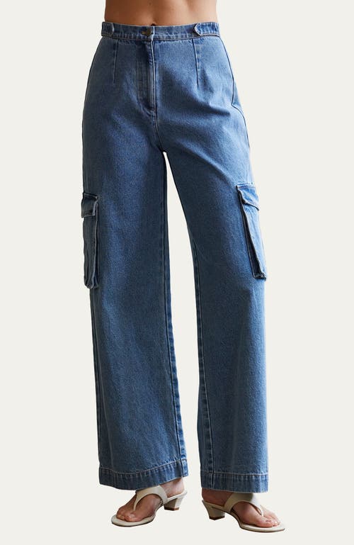 Crescent Denim Cargo Pants In Denim Blue