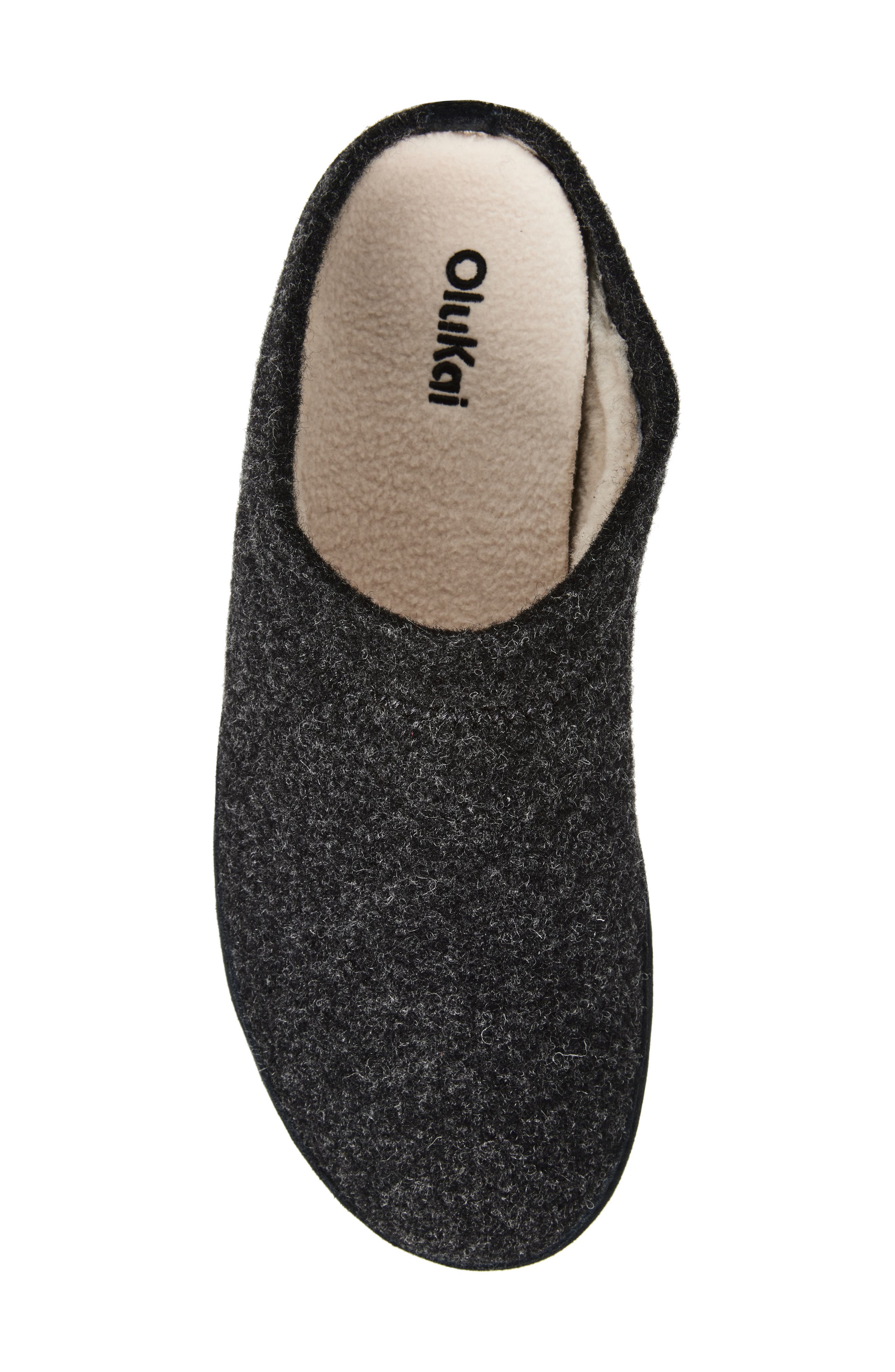 OluKai Hāmani Hulu Genuine Shearling Lined Mule Slipper, Alternate, color, Dark Shadow