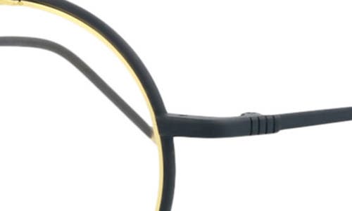 Thom Browne 50mm Round Optical Frames In Matte Navy Gold