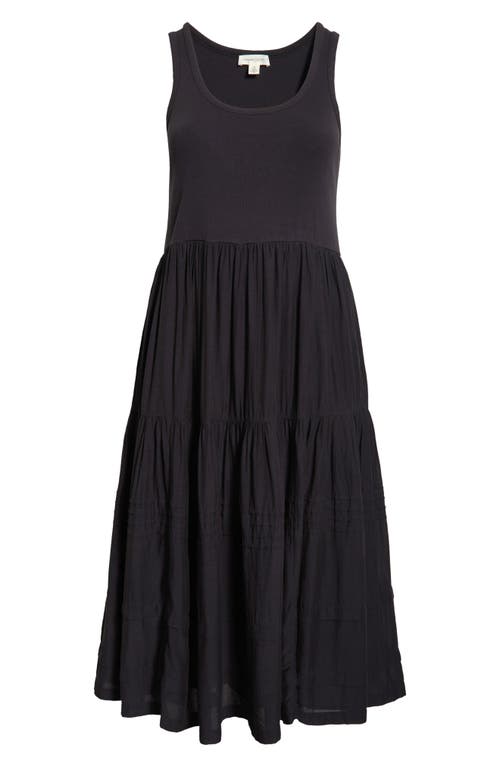 Treasure & Bond Mixed Media Cotton Blend Maxi Dress In Black
