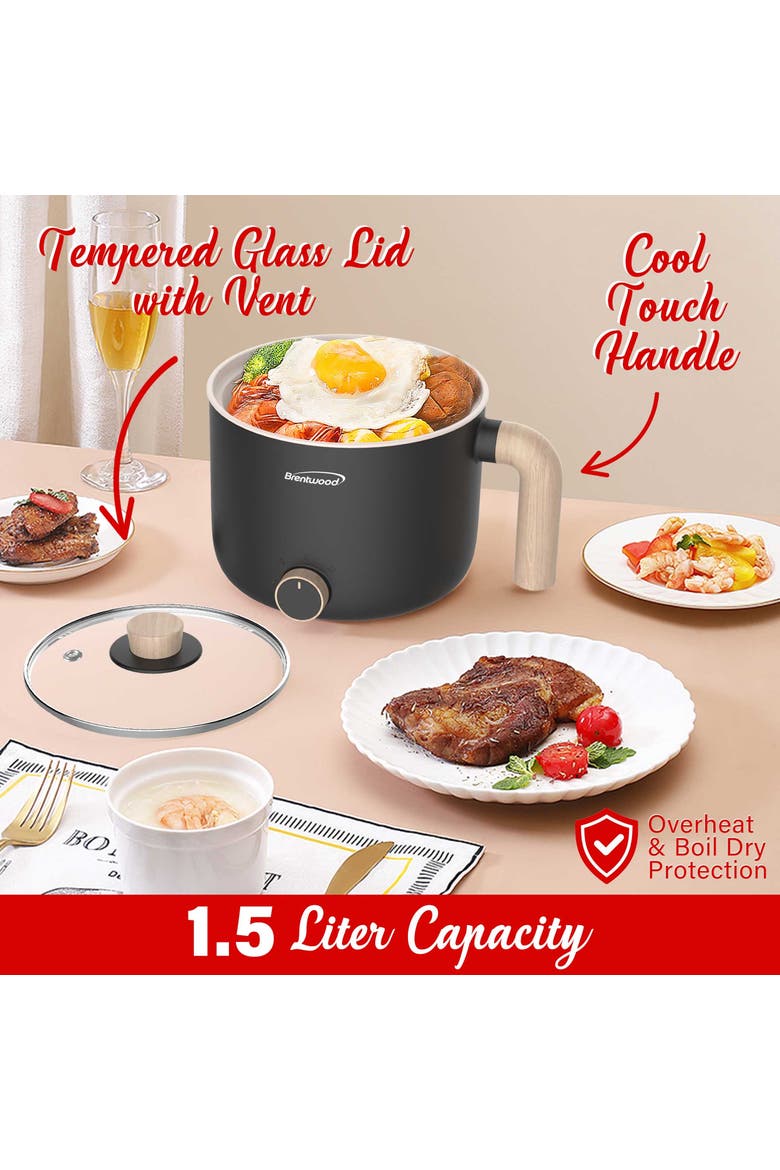 1.5 L Multi-Function Electric Hot Pot Cooker in Black, Alternate, color, Black