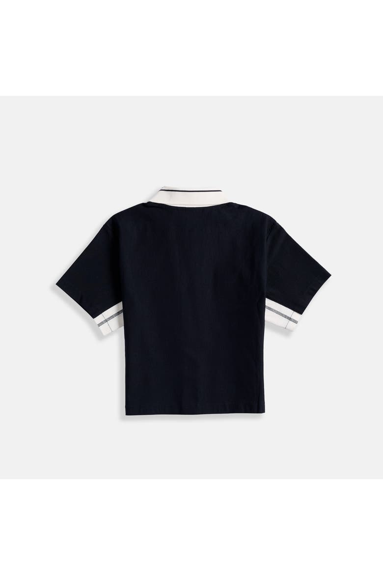Cropped Tennis Polo, Alternate, color, Navy/White