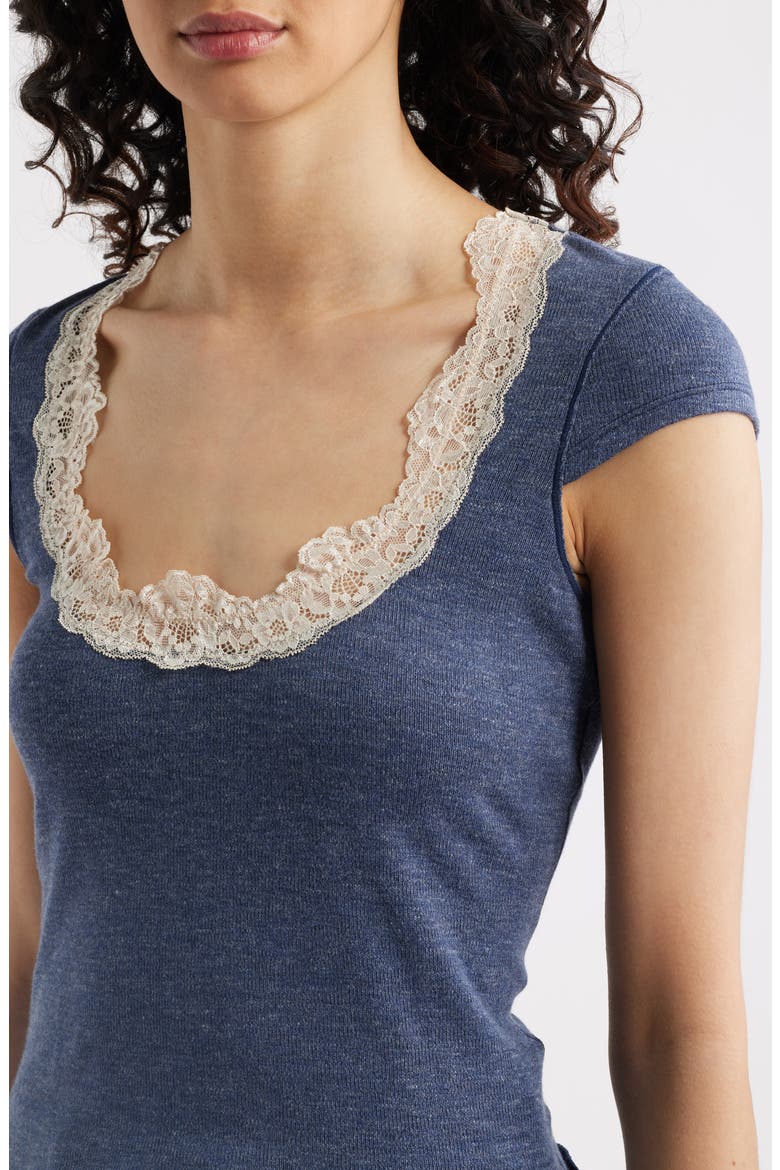 Oh My Darling Lace Trim Top, Alternate, color, HEATHER BLUE